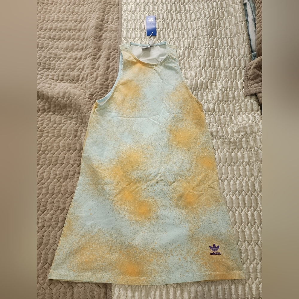 Adidas tank dress, size small, green‎ and orange